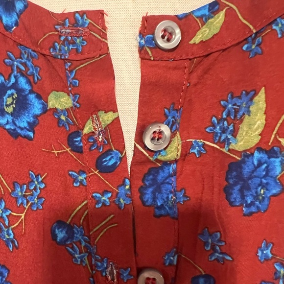 Free People Flower Fields Mini Dress Burgundy Ballon Sleeves Ruffles Boho Small - Picture 5 of 14